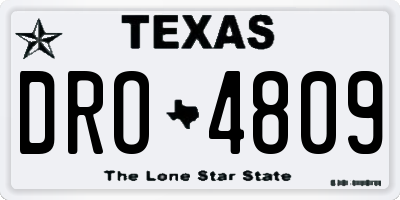 TX license plate DRO4809