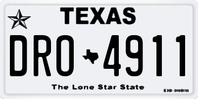 TX license plate DRO4911