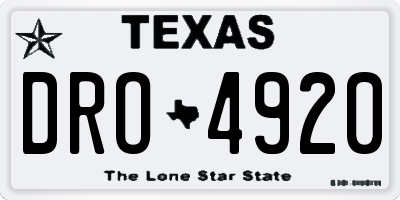 TX license plate DRO4920