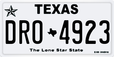 TX license plate DRO4923