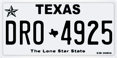 TX license plate DRO4925
