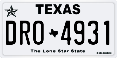 TX license plate DRO4931