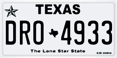TX license plate DRO4933