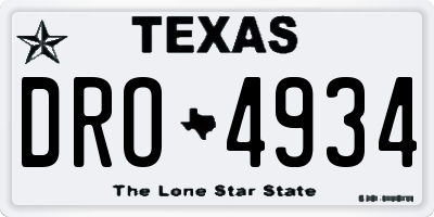 TX license plate DRO4934