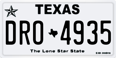 TX license plate DRO4935