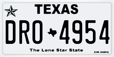 TX license plate DRO4954