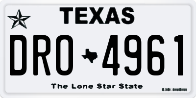 TX license plate DRO4961