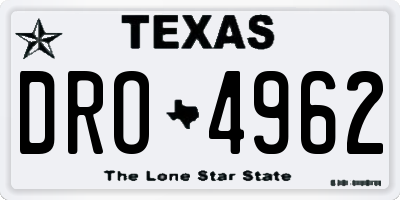 TX license plate DRO4962