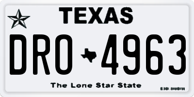 TX license plate DRO4963