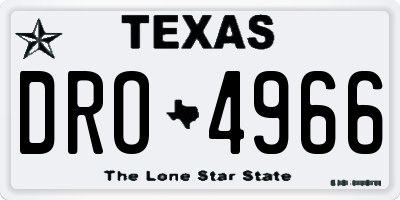 TX license plate DRO4966