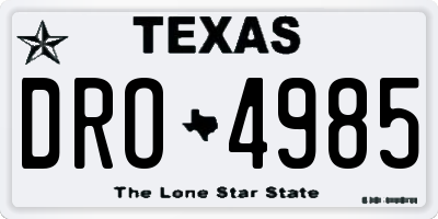 TX license plate DRO4985