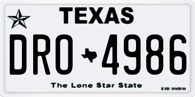 TX license plate DRO4986