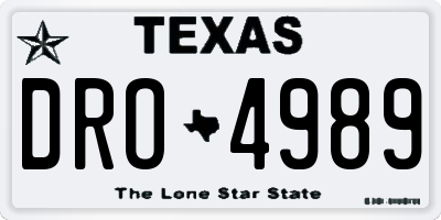 TX license plate DRO4989