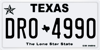 TX license plate DRO4990