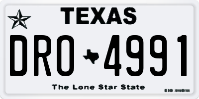 TX license plate DRO4991
