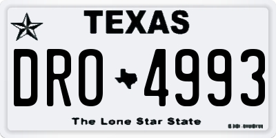 TX license plate DRO4993