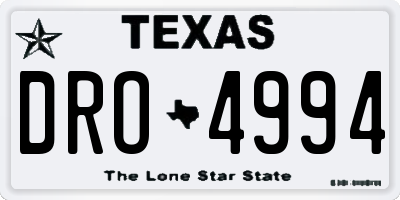TX license plate DRO4994