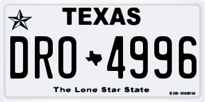 TX license plate DRO4996