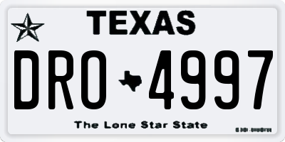 TX license plate DRO4997