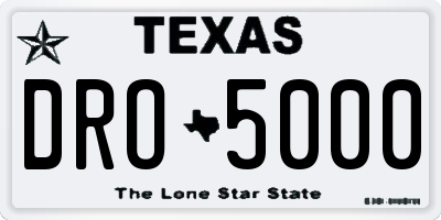 TX license plate DRO5000