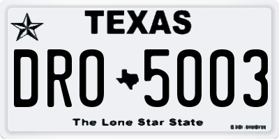 TX license plate DRO5003