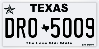 TX license plate DRO5009
