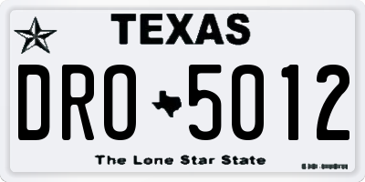 TX license plate DRO5012