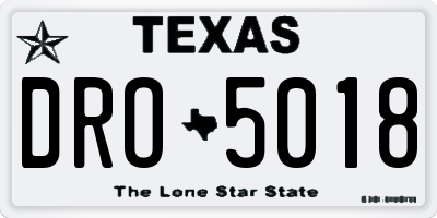 TX license plate DRO5018