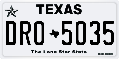 TX license plate DRO5035