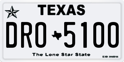 TX license plate DRO5100