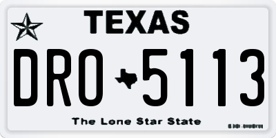 TX license plate DRO5113