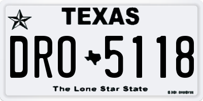 TX license plate DRO5118
