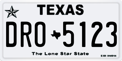 TX license plate DRO5123