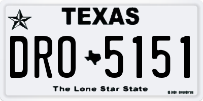 TX license plate DRO5151