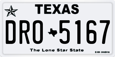 TX license plate DRO5167