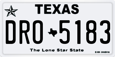 TX license plate DRO5183