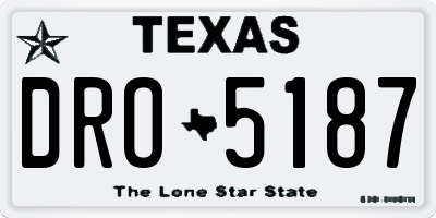TX license plate DRO5187