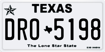 TX license plate DRO5198