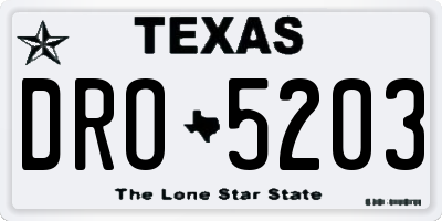 TX license plate DRO5203