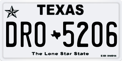 TX license plate DRO5206