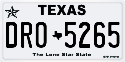 TX license plate DRO5265