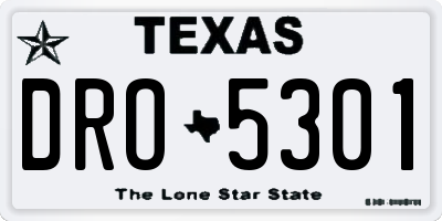 TX license plate DRO5301