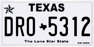 TX license plate DRO5312