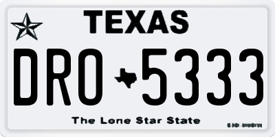 TX license plate DRO5333