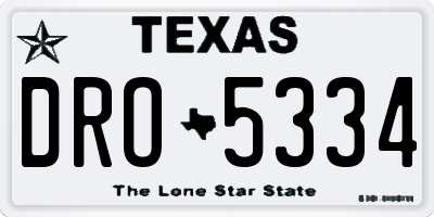 TX license plate DRO5334