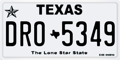 TX license plate DRO5349