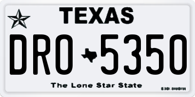 TX license plate DRO5350