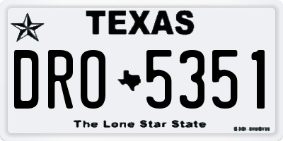 TX license plate DRO5351