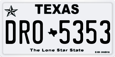 TX license plate DRO5353
