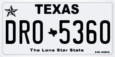TX license plate DRO5360